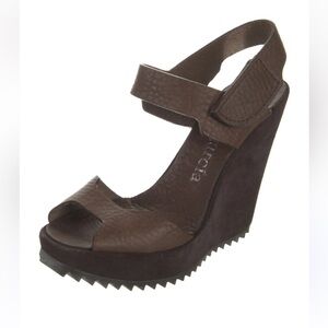 Pedro Garcia Brown Wedge Sandals